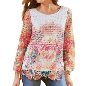 Soft Surroundings Flores Crochet Lace Tunic Top - M.          A21